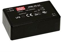 Источник питания AC-DC, 45.6Вт, вход 85...264В AC 47...440 Гц, выход 24В/1.9А, изоляция 3000В AC, в корпусе на плату 87x52x29.5мм, -30...+70C | код IRM-45-24 | MeanWell