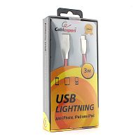 Кабель Cablexpert для Apple CC-G-APUSB01R-3M, AM/Lightning, серия Gold, длина 3м, красный, блистер | код CC-G-APUSB01R-3M | Cablexpert