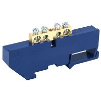 Шина N нулевая с синим изолятором на DIN-рейку 6x9 мм стойка бол. 4 группы REXANT | код 11-2338 | REXANT
