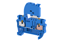 Клемма проходная PUSH-IN 4 мм2, под предохранитель, со светодиодом 110V AC/DC, на 2 подключения, синяя PQF4AD110V-BLUE | код 3103261101 | Elmex