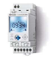 Реле времени цифровое недельное, монтаж на рейку 35мм, 2СO 16A, питание 24B AC/DC, NFC, ширина 35мм, степень защиты IP20 | код 12A200240000 | FINDER