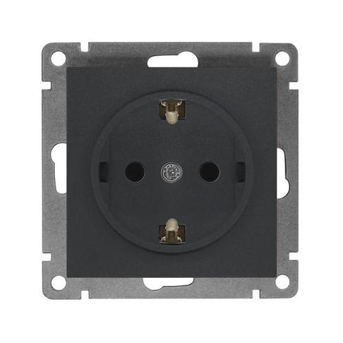 Розетка 1-м СП Афина 16А IP20 с заземл. механизм графит | код A0028-Gr | Universal
