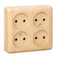 Розетка четырехместная ETUDE, открытый монтаж, сосна | код. PA16-205D | Schneider Electric