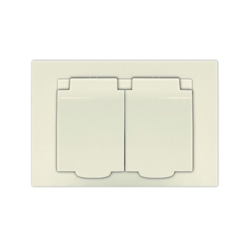 Розетка 2-м СП Афина 16А IP20 с заземл. c крышкой в сборе сл. кость (ivory) | код A0031-I | Universal Розетка 2-м СП Афина 16А IP20 с заземл. c крышкой в сборе сл. кость (ivory) | код A0031-I | Universal
