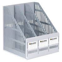Лоток вертикальный для бумаг BRAUBERG SMART-MAXI (254х255х297 мм), 3 отделения, сетчатый, сборный, серый, 231524 | код 231524 | BRAUBERG