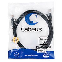 Cabeus PC-UTP-RJ45-Cat.6-3m-BK Патч-корд U/UTP, категория 6, 2xRJ45/8p8c, неэкранированный, черный, PVC, 3м | код 8666c | Cabeus