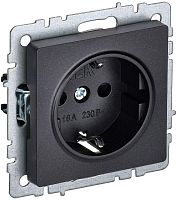 BRITE Розетка 1-местная с заземлением с защитными шторками 16А РС14-1-0-БрЧ черный | код BR-R14-16-K02 | IEK
