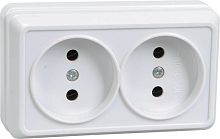 Розетка двухместная ОКТАВА, открытый монтаж, белый | код. ERO20-K01-10-DC | IEK