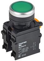 Кнопка с фиксацией d=22мм 1NO+1NC зелёная MASTER IEK | код MI-BT60-11T-3-21-K06 | IEK