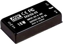 Источник питания DC-DC, 15Вт, вход 9…18В, стабил. выход 5В/300…3000мА, изоляция 1000В DC, 50.8х25.4х11.27мм., -25С…+71С | код SKA15A-05 | MeanWell