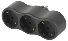 Разветвитель электрический SPx-3e-B на 3 розетки с заземл. 16А черн. | код Б0059723 | Эра