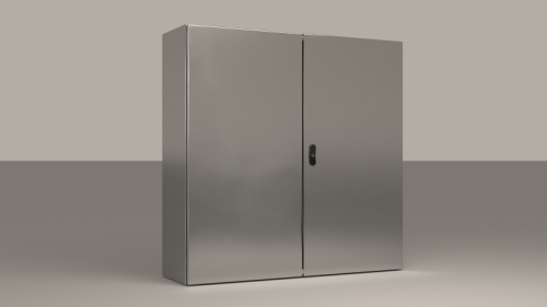 Щит моноблочный 1200x1200x300мм (ВxШxГ) из нерж. стали навесной с монт. панелью двудверный, ригельный замок, дно глухое, IP55 | код EC121230X | ETA