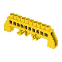 Шина "0" РЕ (8х12мм) 10 отверстий латунь желтый нейлоновый корпус комбинированный PROxima | код sn0-125-10-dpe | EKF