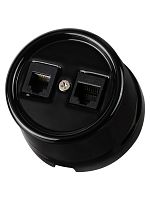 Розетка телефонная RJ11 + компьютерная RJ45 черная «Болонь» TDM | код SQ1820-0252 | TDM