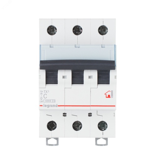 Выключатель автоматический трехполюсный 10А B TX3 6kA/10kA | код 403886 | Legrand