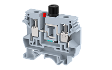 Клемма проходная винтовая 10 мм2 под предохранитель, на 2 подключения, со светодиодом 220V AC, черная KUF10A2-BK | код 1105262705 | Elmex