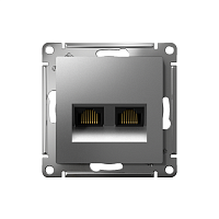 Розетка компьютерная 2-м AtlasDesign RJ45+RJ45 кат.6A механизм сталь SE ATN000988