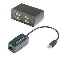 Удлинитель USB 2.0 1хRJ45, 4хUSB-A, до 480 Мб/с до 60 м | код UE03 | SC&T