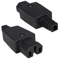 Разъем питания кабельный (вилка) RUICHI IEC-320-C15, 3-х полюсной, 250 В, прямой | код 115578 | Ruichi