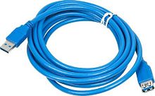 Кабель USB A(m) USB A(f) 3м синий | код 576403 | NONAME