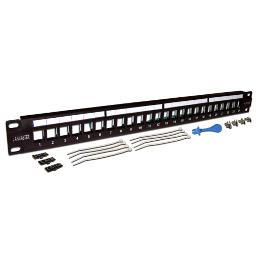 Патч-панель наборная 19, экранированная, 24 порта, 1U | код LAN-PPL24OK-STP | LANMASTER