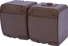 Розетка 2-я (Schuko) (коричневая крышка) (IP44/54) RHE-2s-KR | код 004668052 | ETI