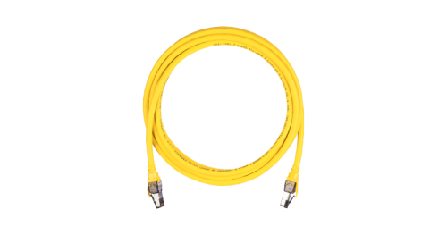 Коммутационный шнур NIKOMAX S/FTP 4 пары, Кат.8 (Класс I), 2000МГц, 2хRJ45/8P8C, T568B, заливной, с защитой защелки, многожильный, BC (чистая медь), 24AWG (7х0,195мм), LSZH нг(А)-HFLTx, желтый, 5м | код NMC-PC4SI55B-050-C-YL | NIKOMAX Серия