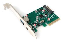 Контроллер USB Gembird SPCR-02, в PCI-express, порты: 2 внешн. USB 3.1 Type-C и Type-A | код SPCR-02 | Gembird