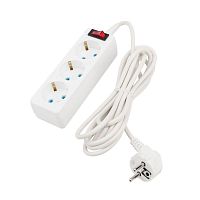 Удлинитель PROconnect 3 гнезда, 3 м, 3х0.75 мм, с/з, с кнопкой, белый | код 11-7210 | REXANT