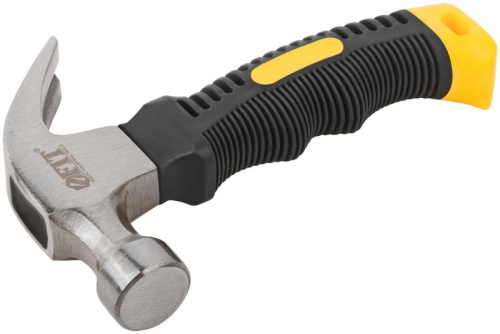 Молоток-гвоздодер, укороченный, фиброглассовая обрезиненная ручка 25 мм, 225 гр | код 44770 | FIT фото 2