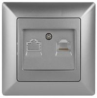 Розетка информационная RJ45, СУ, Solo, алюминий, 4-303-03 | код Б0043384 | ЭРА