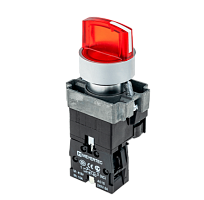 Переключатель с LED подсветкой, 24V AC/DC , красный, 3 полож. 1NC, фикс., мет. MTB2-BK3461 | код 58220 | MEYERTEC