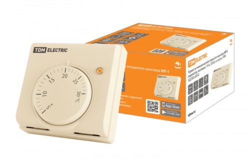 Термостат механический открытого монтажа НТ-1, индикатор, вкл/выкл, 10 А, 230 В, сл. кость, TDM | код SQ2503-0010 | TDM