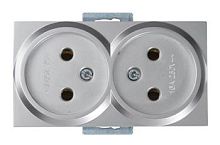 Rita - Розетка двойная 2x2P, керамическая, нерж. сталь | код 2200-201-0282 | Mutlusan