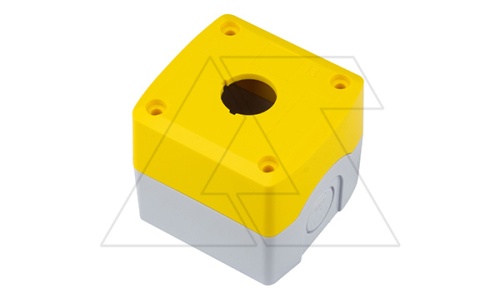 Корпус для поста кнопочного, пластик, желтый/черный, 71x90x65,5mm, 1 место, IP65 | код GOB-1A-YW | GQELE
