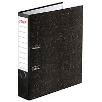 Папка-регистратор STAFF, с мраморным покрытием, 50 мм, без уголка, черный корешок, 224615 | код 224615 | STAFF