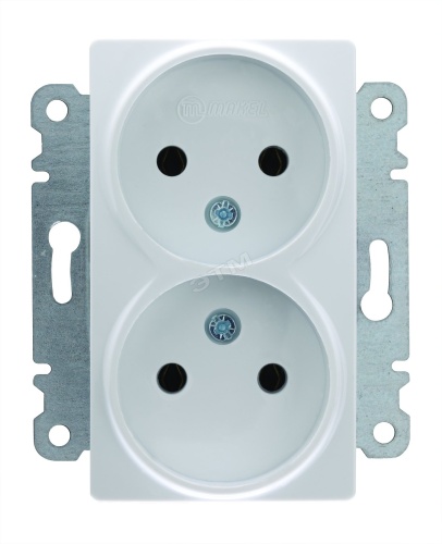 Lillium Розетка двойная без заземления белая | код 30001017 | Makel