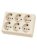 Розетка шестиместная 2П+3 открытой установки IP20 16A сл.кость Ладога TDM | код SQ1801-0246 | TDM