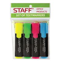 Текстмаркеры STAFF, НАБОР 4 шт., АССОРТИ, 150116 | код 150116 | STAFF