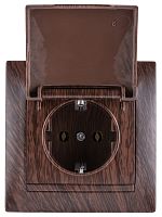 Розетка 2П+З 16А 250В IP44 с крышкой венге Лама TDM | код SQ1815-0426 | TDM