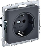 BRITE Розетка 1-местная с заземлением без защитных шторок 16А РС11-1-0-БрГ графит | код BR-R11-16-K53 | IEK