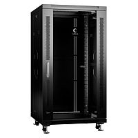 Cabeus SH-05C-22U60/60-BK Шкаф монтажный телекоммуникационный 19 напольный для распределительного и серверного оборудования 22U 600x600x1166mm (ШхГхВ) передняя стеклянная и задняя сплошная металлическая двери, ручка с замком, цвет черный (RAL 9004) Код то