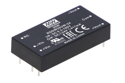 Источник питания DC-DC, 20Вт, вход 8,5…160В DC, потребление без/под нагр. 8мА/312мА, выход ±12В/±833мА, КПД 88%, ёмкостная нагр. макс. 2x820мкф, изоляция 3000В AC, в корпусе 50,8х25,4х10,2мм, -40…+95С | код RDDW20UW-12 | MeanWell Источник питания DC-DC, 20Вт, вход 8,5…160В DC, потребление без/под нагр. 8мА/312мА, выход ±12В/±833мА, КПД 88%, ёмкостная нагр. макс. 2x820мкф, изоляция 3000В AC, в корпусе 50,8х25,4х10,2мм, -40…+95С | код RDDW20UW-12 | MeanWell