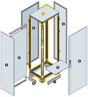 Комплект для сборки - Шкаф напольный 2000х800х800 IP65 с цоколем 100 (в комплекте рама верхняя, нижняя, стойки, дверь глухая, боковые панели, задняя панель, панель нижняя скользящая, монтажная плата, цоколь в сборе) | код ABB2000800800 | AB