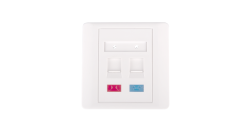 Настенная лицевая панель NETLAN под 2 модуля типа Keystone, с подрамником, со шторкой, белая, уп-ка 10 шт. | код EC-FP-2KJ-WT-10 | NETLAN Настенная лицевая панель NETLAN под 2 модуля типа Keystone, с подрамником, со шторкой, белая, уп-ка 10 шт. | код EC-FP-2KJ-WT-10 | NETLAN