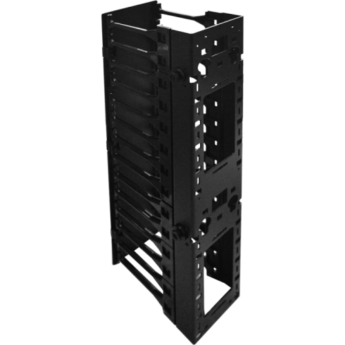 Вертикальный органайзер для регулируемых стоек, с пластиковыми пальцами и крышкой, 160х220 мм, черный | код TWT-RACK-VORG/M | TWT