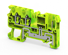 Клемма защитного проводника CXG2.5/3/1B /5x62,5mm, пружинная, штекерный отвод, 3 присоед., 2,5(max 4)mm2, желто-зеленая | код CXG2.5/3/1B | Connectwell