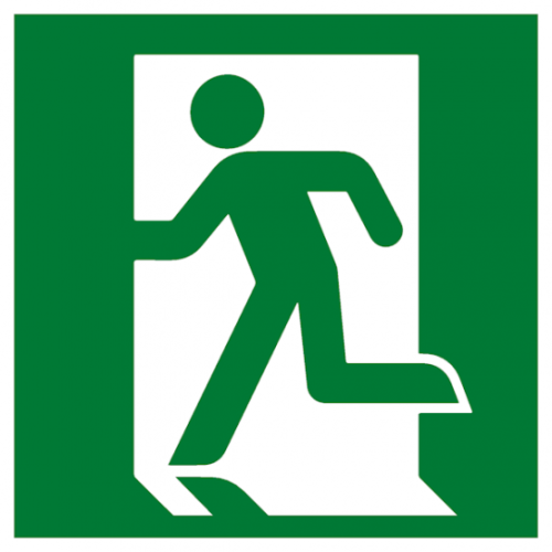 Знак эвакуационный E 01-01 Выход здесь (левосторонний) 200х200 мм, пластик EKF | код pn-e-01-01 | EKF