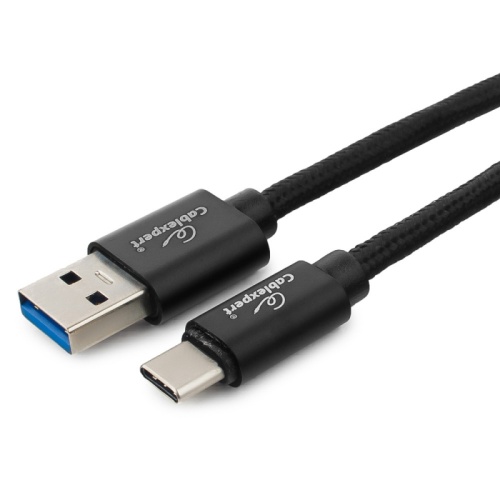 Кабель USB 3.0 Cablexpert CC-P-USBC03Bk-1.8M, AM/Type-C, серия Platinum, длина 1.8м, черный, нейлоновая оплетка, блистер | код CC-P-USBC03Bk-1.8M | Cablexpert