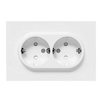 Розетка 2-м СП Эпика 16А с заземл. защ. шторки с рамкой механизм бел. EKF UP1-SOW-211